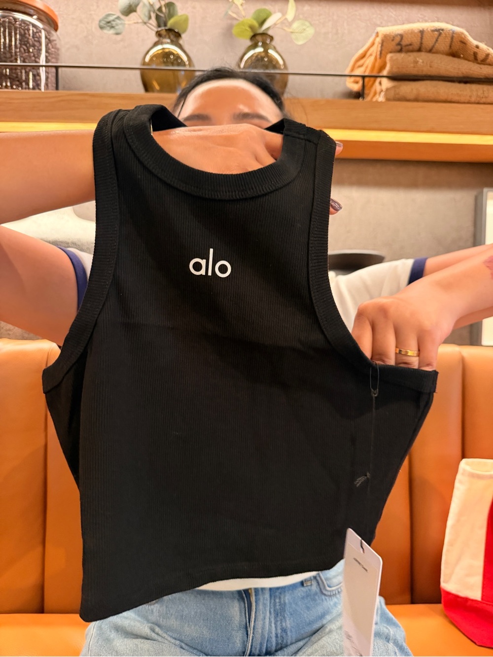 ALO Yoga Women Black Ribbed Crop Tank new with tag si… - Gem